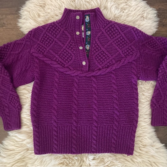 Vintage EIR Sun Valley Handknit Cable-knit Wool Pullover Sweater Sz M - Picture 2 of 10